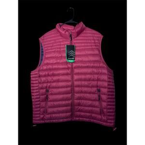 Solaris XL Natural Down Puffer Vest Red Full Zips NWT and Holder Men’s